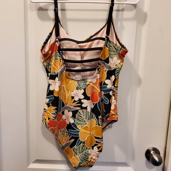 Hurley Tropical Floral One-Piece Swimsuit & matching Rash Guard! XL - Picture 8 of 10